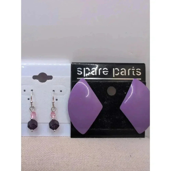 NWT Spare Parts Purple Dangly Stud Beaded Earrings Women's Bundle of 4 EUC + NWT - Picture 3 of 4